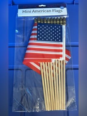 10 New Mini American Flags Pack - Red, White & Blue
